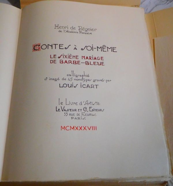 Louis Icart Henri De Regnier Le Sixieme Mariage De Barbe-Bleue 1938 Limited 45 P