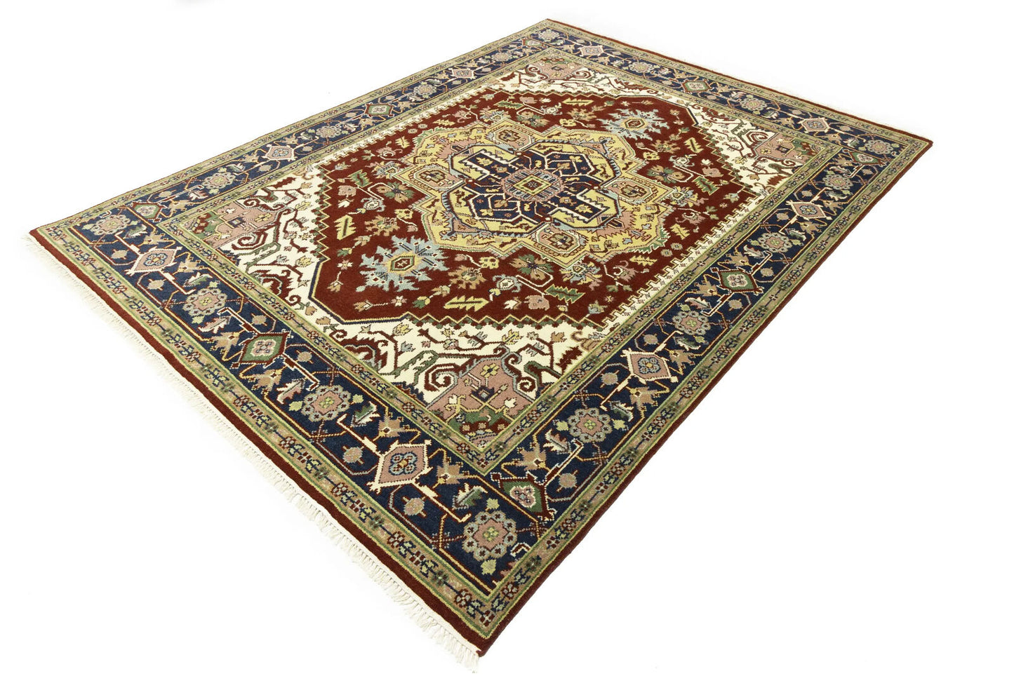 Farmho Rusty Red Geometric Heriz Serapi Oriental