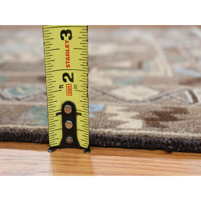 3'X5'2" Brown Washed Out Afghan Balooch Pure Wool Hand Knotted Rug