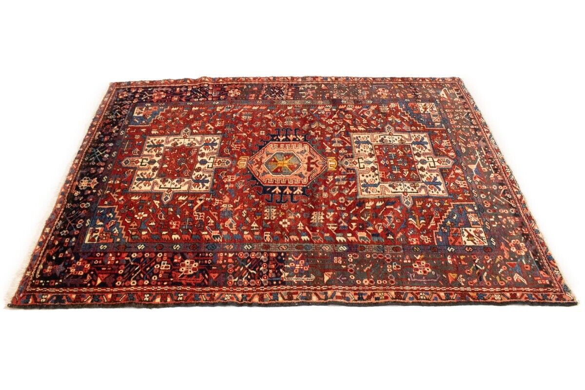 Semi-Antique Karajeh Oriental Rug Red Tribal