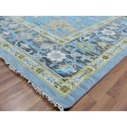 10'2"X14'3" Dawn Blue Heris Fabuloso Central Medallion Hand Knotted Rug