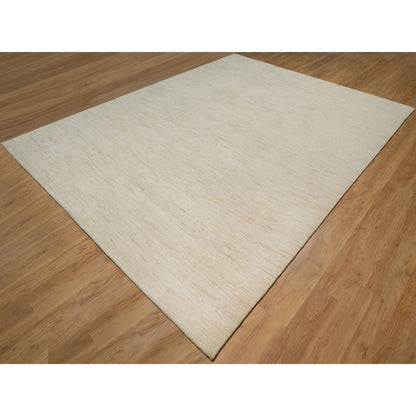 8'10"X11'8" White Modern Plain Design Lori Buft All Wool Hand Knotted Rug