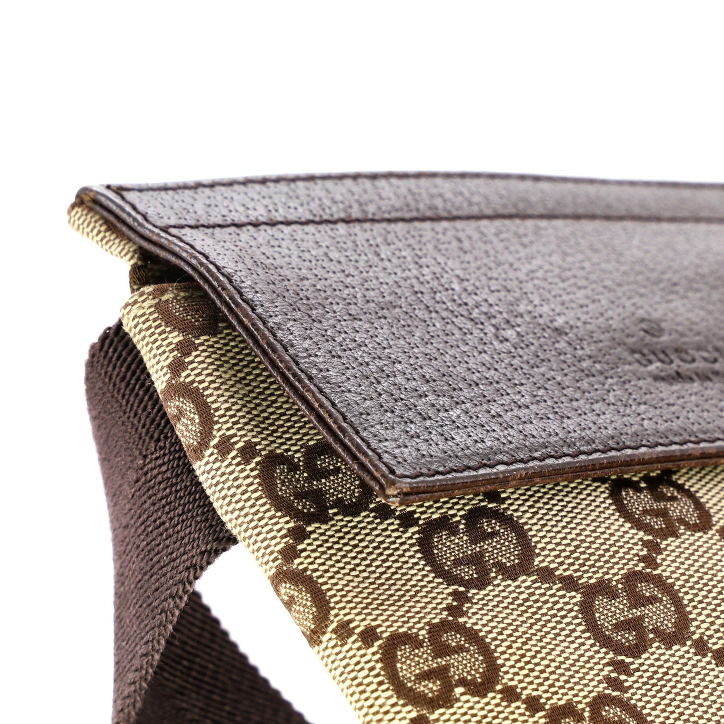 Gucci Vintage Double Belt Bag Gg Canvas With Leather