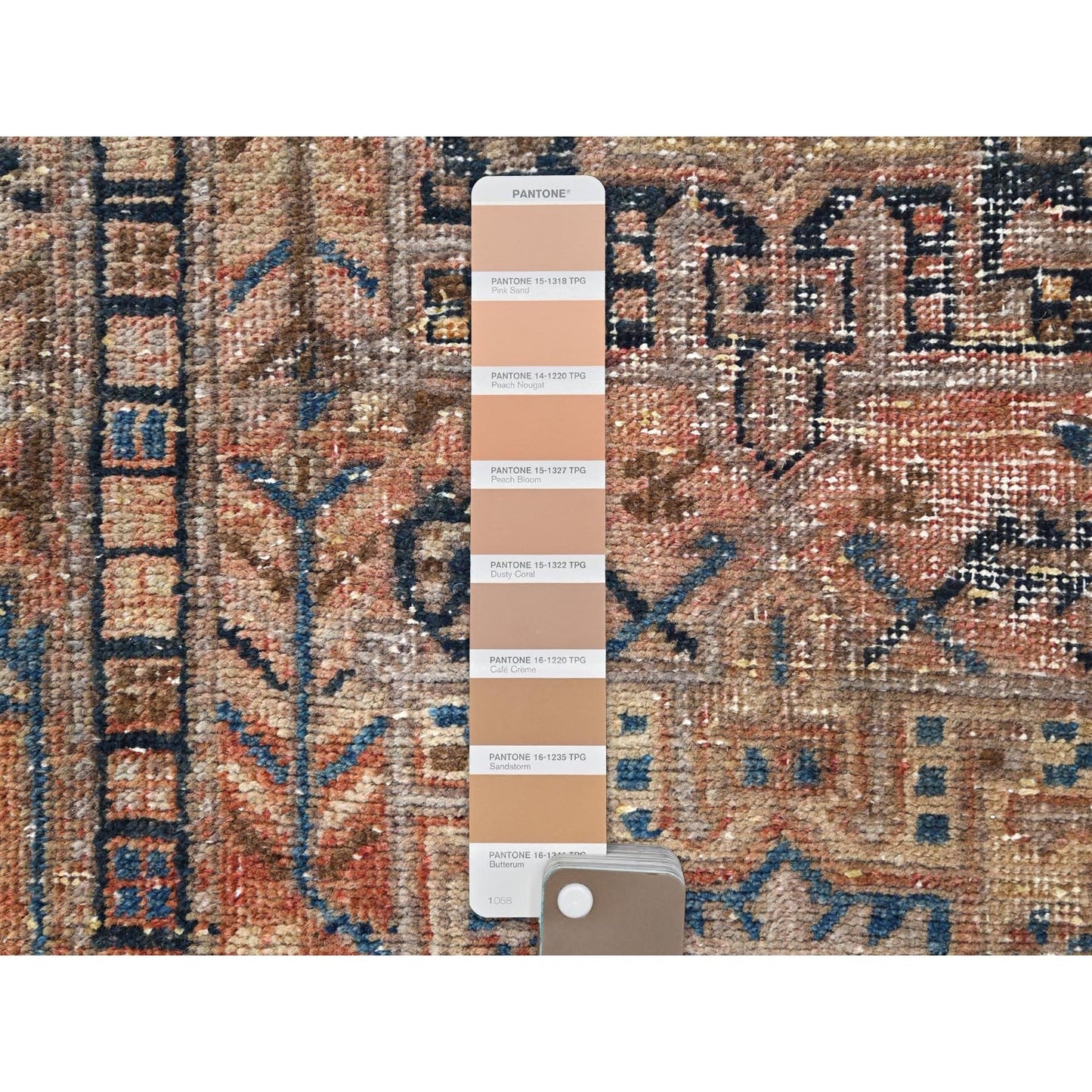 3'5"X10'6" Orange Vintage Farsian Worn Wool Hand Knotted Wide Runner Rug