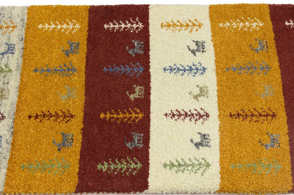 Handmade Multicolored Tribal Indo-Gabbeh Oriental Rug Plush Wool Carpet 2X4 ft