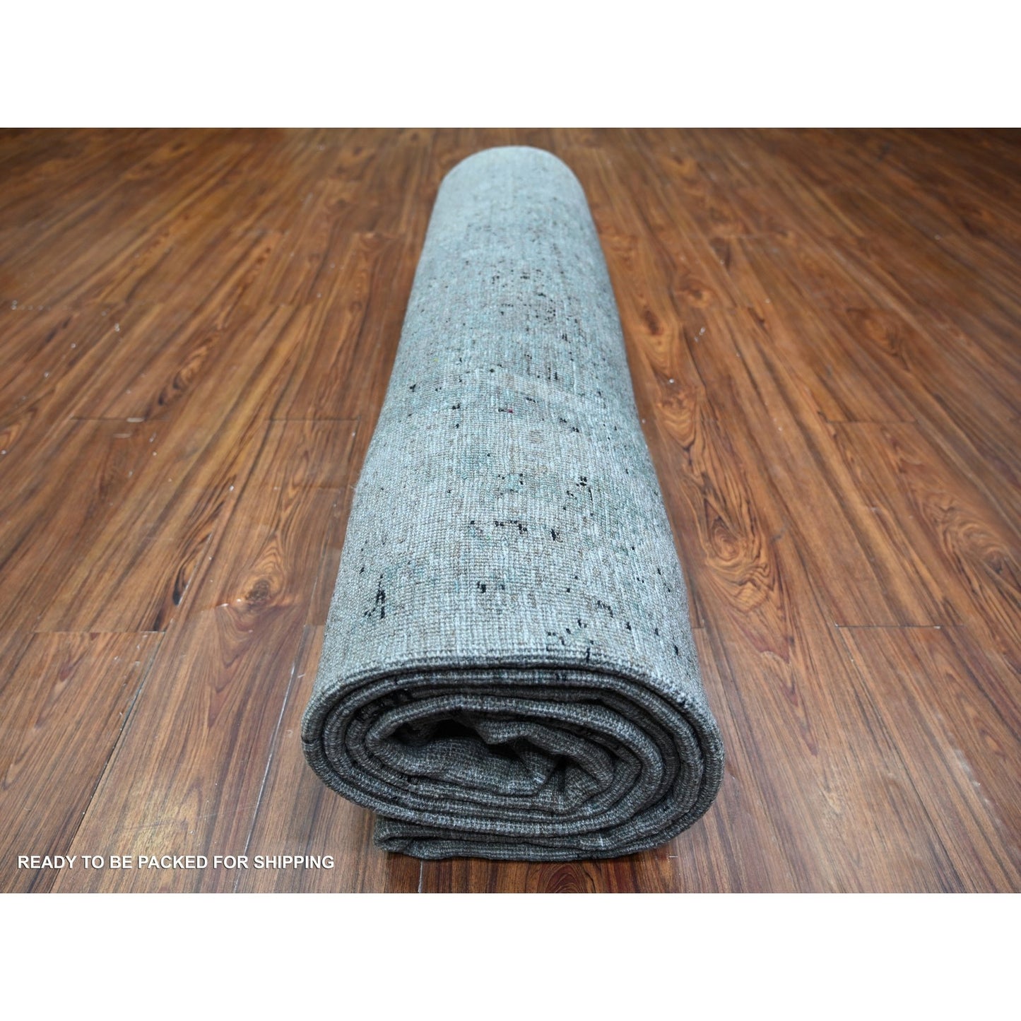 8'10"X12'9" Cloud Gray Modern Galaxy Design Pure Wool Hand Knotted Rug