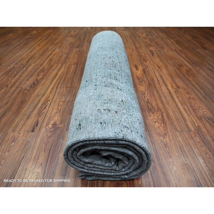 8'10"X12'9" Cloud Gray Modern Galaxy Design Pure Wool Hand Knotted Rug