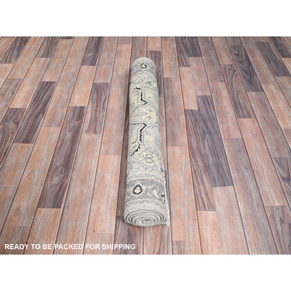 3'X4'10" Grandma Gray Wool Seeripe Heris Hand Knotted Oriental Rug