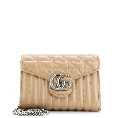 Gucci Gg Marmont Chain Wallet Mixed Matelasse Leather Mini