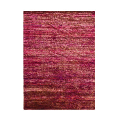 5'X6'10" Shades Of Pink Abrash Design Sari Silk Plain Hand Knotted Rug