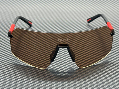 PRADA LINEA ROSSA PS B50S 1BO20D Black Solid Brown Men's 70 mm Sunglasses