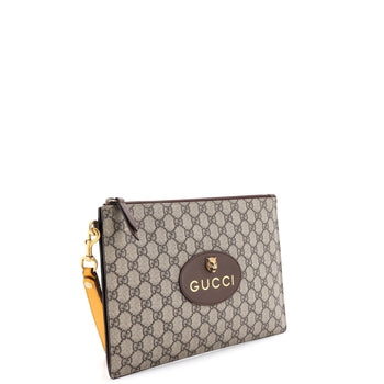 Gucci Neo Vintage Wristlet Pouch Gg Coated Canvas
