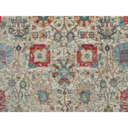 6'X6' Porcelain White Silk And Wool Hand Knotted Tebraz Vase Round Rug