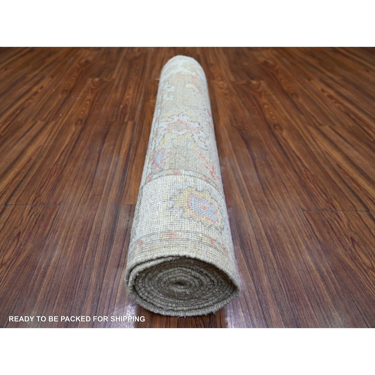 3'X16' Moss Green Afghan Angora Oushak Wool Hand Knotted Xl Runner Rug