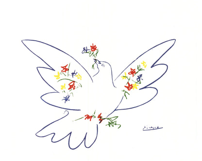 Pablo Picasso Dove With Flowers " Poster Cubism