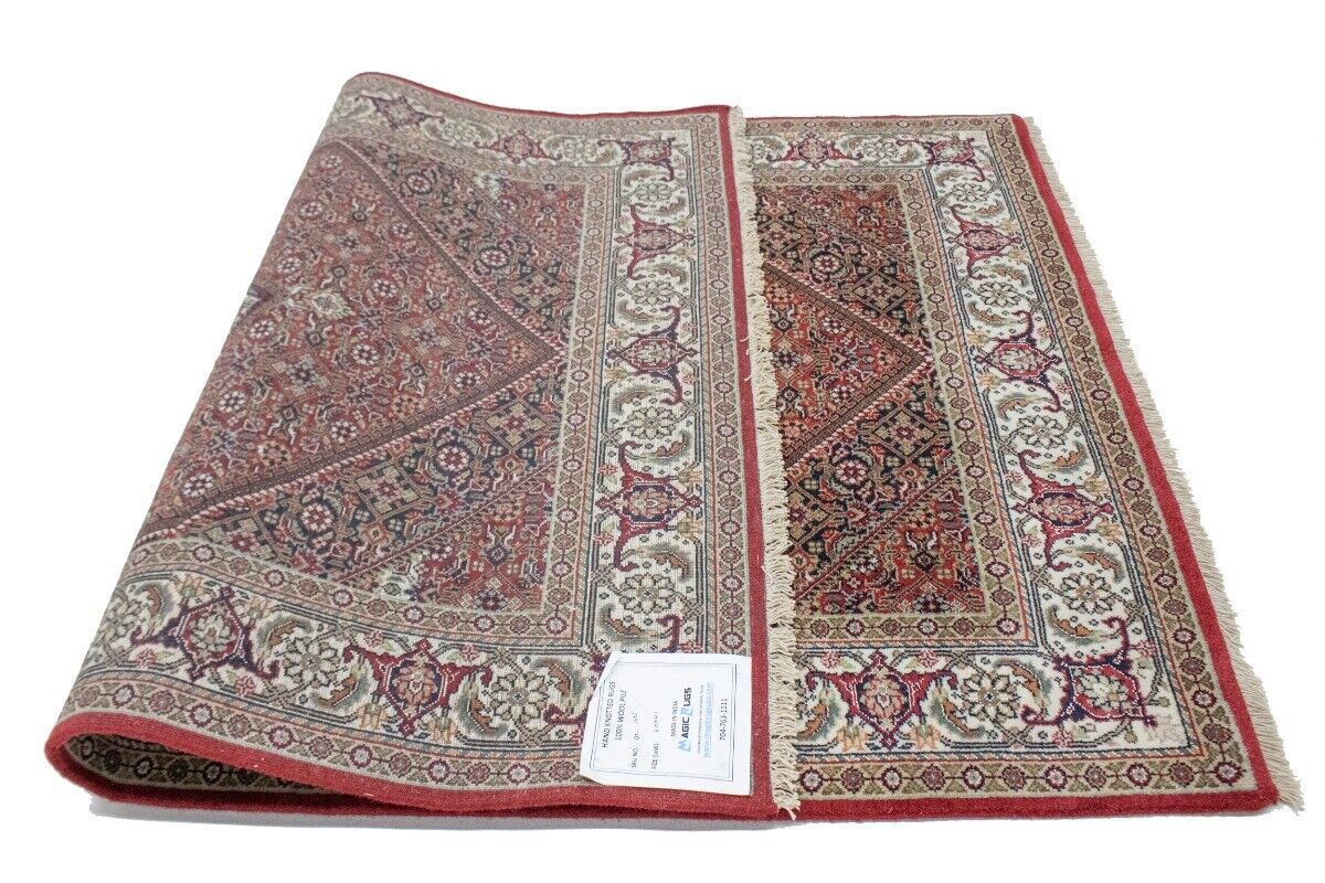 4X6 Ft Handmade Wool Indo-Bidjar Rug Floral