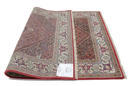 4X6 Ft Handmade Wool Indo-Bidjar Rug Floral
