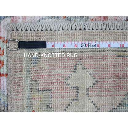 4'X6'2" Crepe Pink Anatolian Village Inspired Pure Wool Hand Knotted Rug