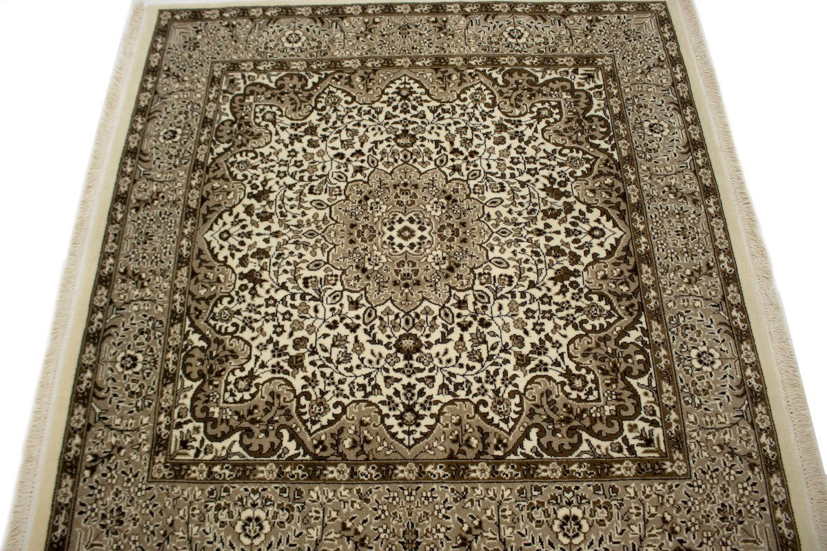 Fine Floral Hand-Knotted Kirman Square 5X5