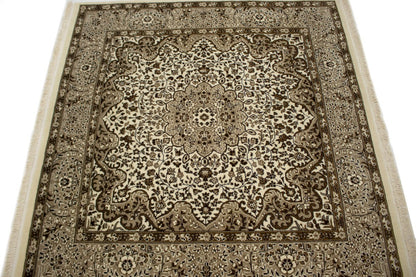 Fine Floral Hand-Knotted Kirman Square 5X5