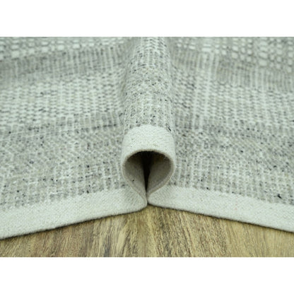 10'2"X10'2" Gray Hand Knotted Rug Distressed & Oxidized Grass Design Wool