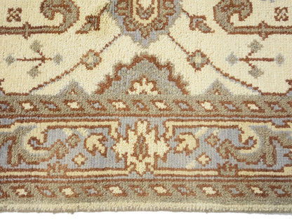 Handmade Cream Oushak Chobi Oriental Rug Floral