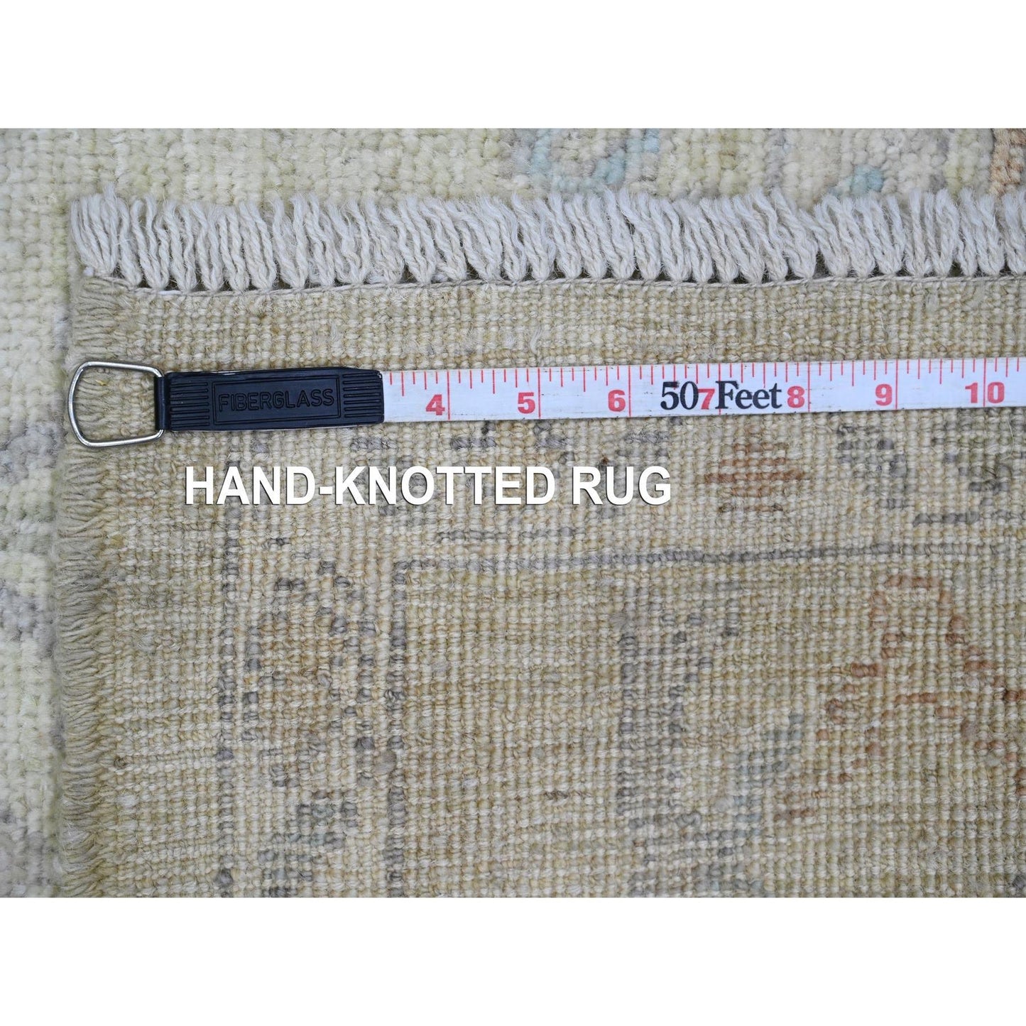 6'2"X6'2" Green Afghan Angora Oushak Hand Knotted 100% Wool Square Rug