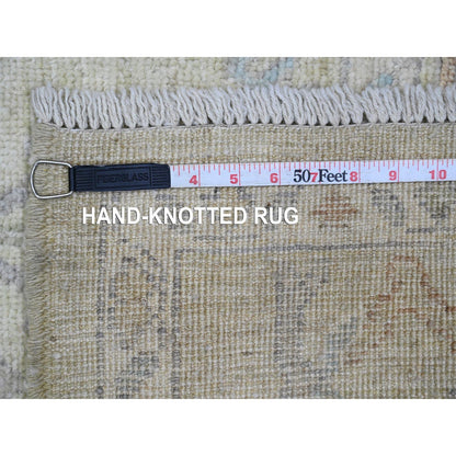 6'2"X6'2" Green Afghan Angora Oushak Hand Knotted 100% Wool Square Rug