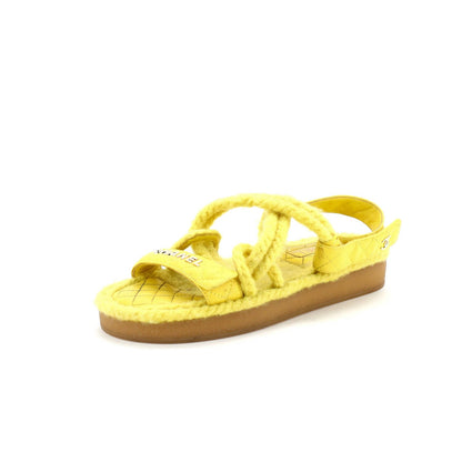 Chanel Women'S Cord Dad Sandals Quilted Leather