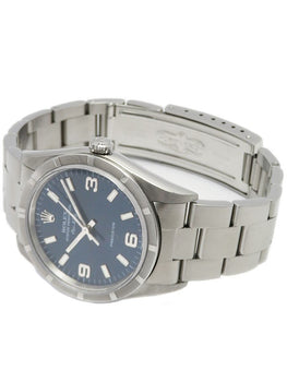 Rolex Air King 14010M Blue Case Size 34Mm Men'S Used Watch #7147