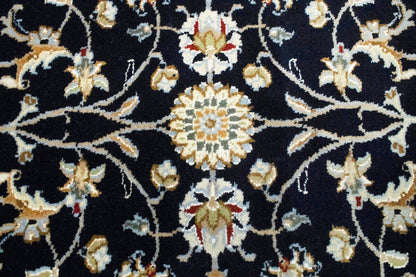 4X6 Ft Navy Floral Indo-Nain Oriental Rug