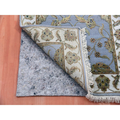 2'8"X17'1" Blue Rajasthan Leaf Hand Knotted Wool And Silk Xl Runner Rug