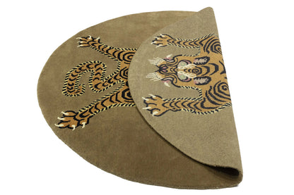 Nepali Round Oriental Rug Tribal Pictorial Style