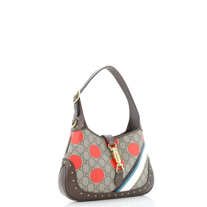 Gucci Jackie 1961 Hobo Studded Printed Gg Coated Canvas Small