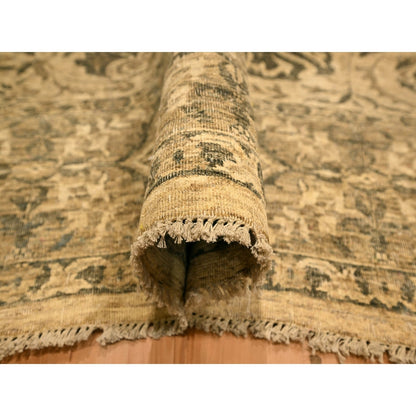 7'10"X9'9" Brown Leaf Design Natural Wool Hand Knotted Zero Pile Rug
