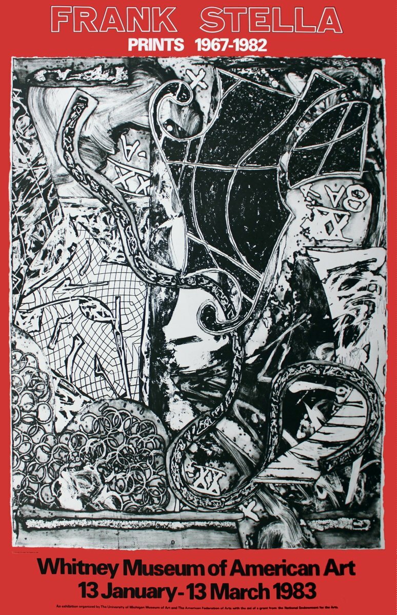 Black White Prints 1967-1982 Poster Contemporary Frank Stella 75" x 52" 1982