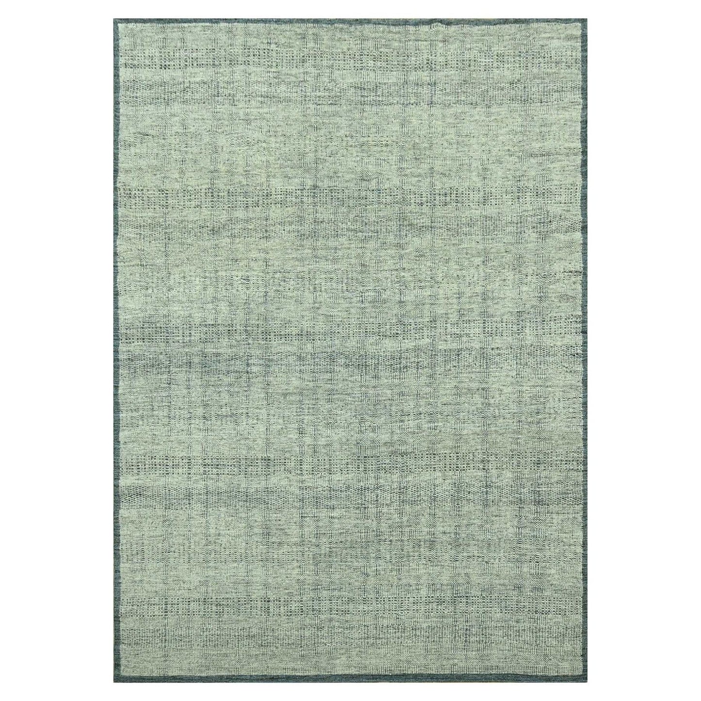 10'X13'9" Blue Distressed Rug Hand Knotted Pure Wool Oxidized Grass Design