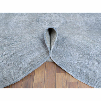 7'9"X11' Gray Worn Wool Vintage Hand Knotted Farsian Tebraz Rug