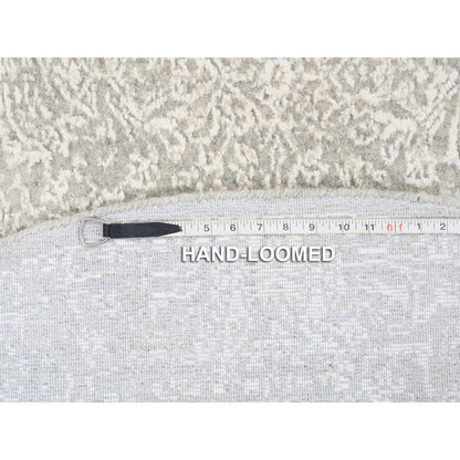 6'X6' Beige Wool And Silk Hand Loomed Fine Jacquard Round Rug