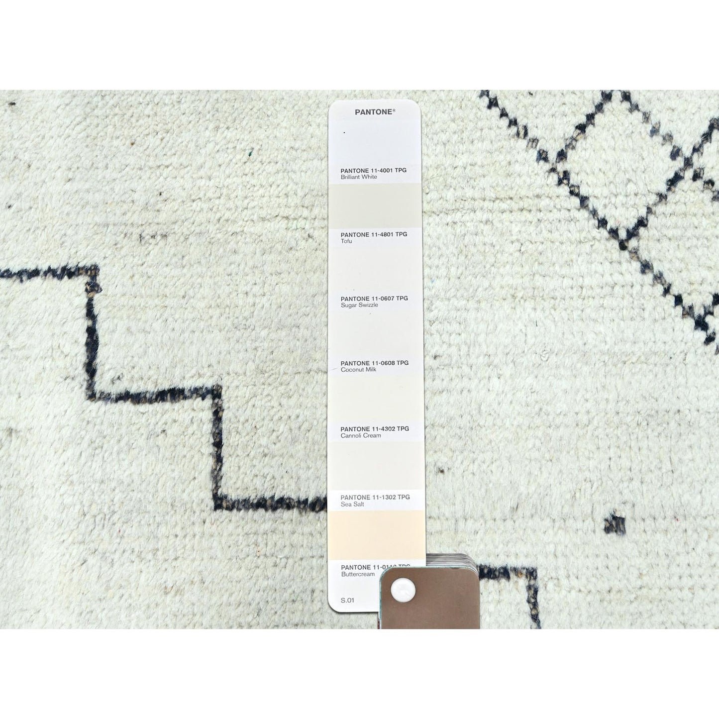 9'3"X12'6" Ivory Moroccan Berber Natural Wool Hand Knotted Oriental Rug
