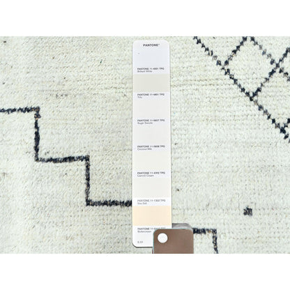 9'3"X12'6" Ivory Moroccan Berber Natural Wool Hand Knotted Oriental Rug