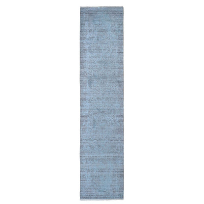 2'8"X11'9" Broken Design Runner Wool And Silk Hand Knotted Oriental Rug
