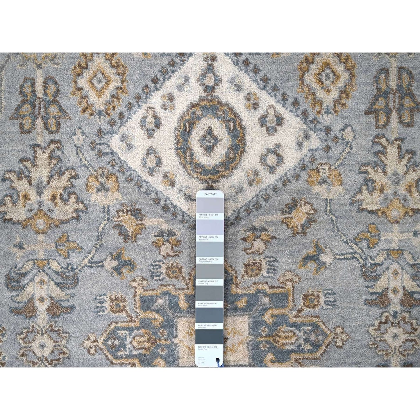 9'X12' Stardew Gray Karjihooz 100% Wool Geometric Hand Knotted Rug