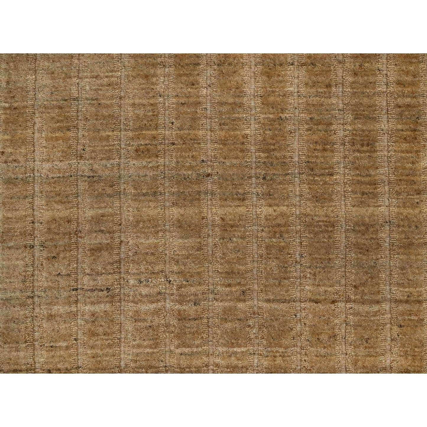 6'x6' Brown Natural Wool Vertical Stripes Design Hand Loomed Round Rug