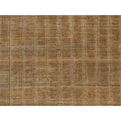6'x6' Brown Natural Wool Vertical Stripes Design Hand Loomed Round Rug