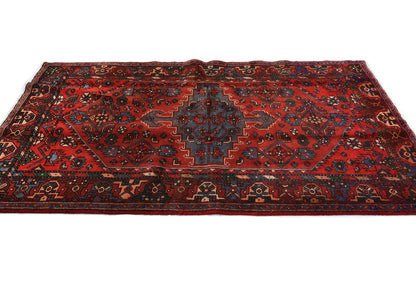 Vintage Hand-Knotted Wool Oriental Rug Red Tribal