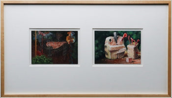 Steve Galloway & Edward Henderson Signed Original Painting Gouache On Paper 1986