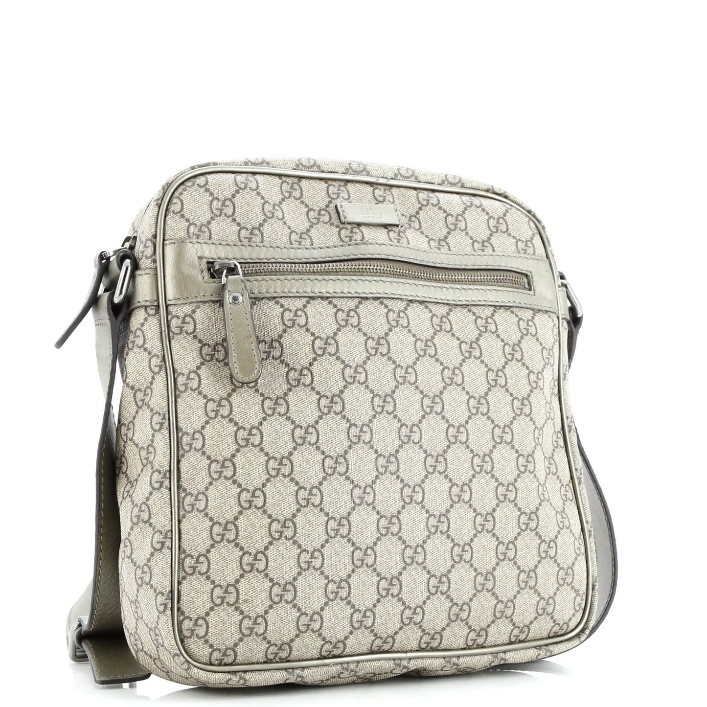 Gucci Front Zip Messenger Gg Coated Canvas Medium