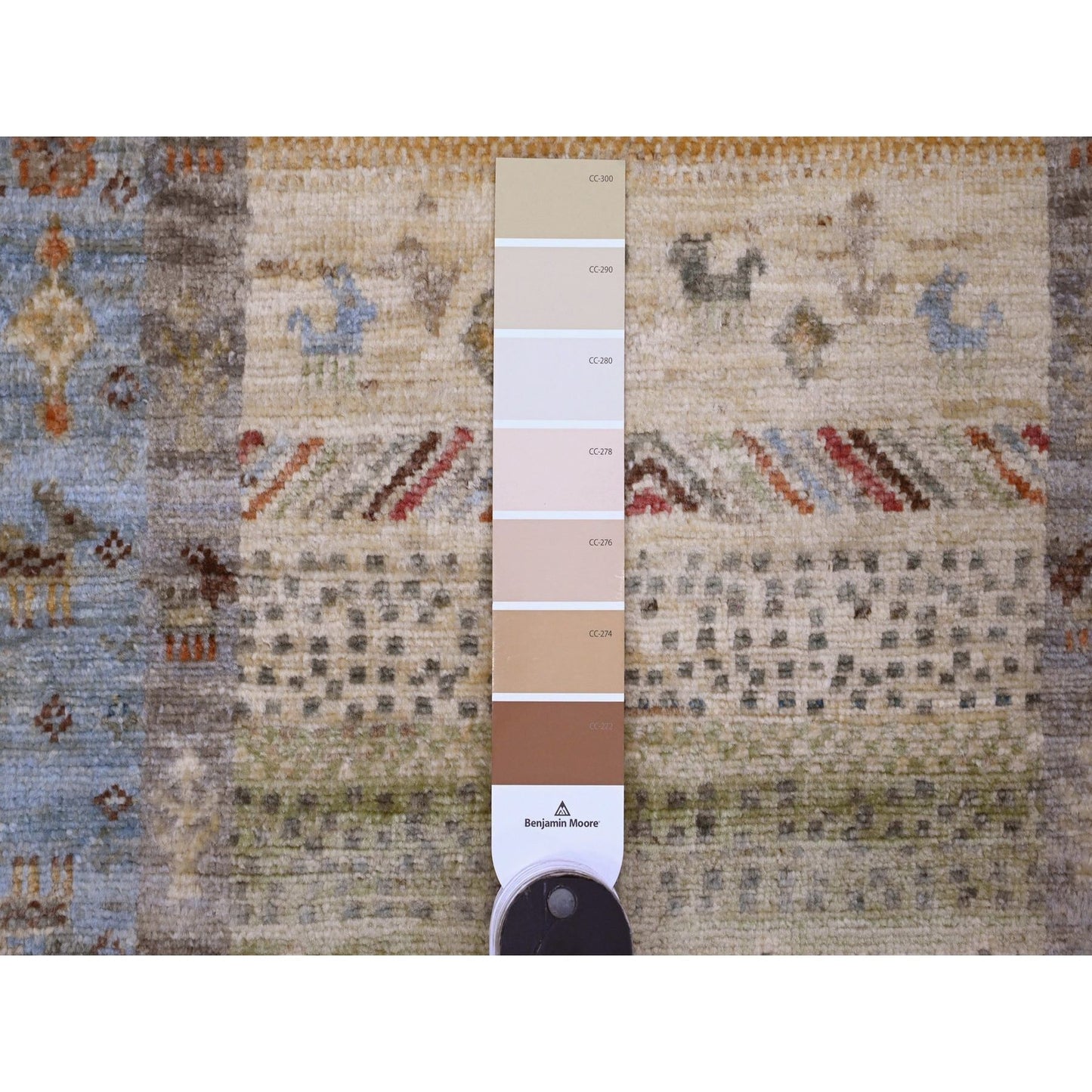 2'5"X9'9" Green Hand Knotted Kashkuli Animal Figurines Wool Runner Rug