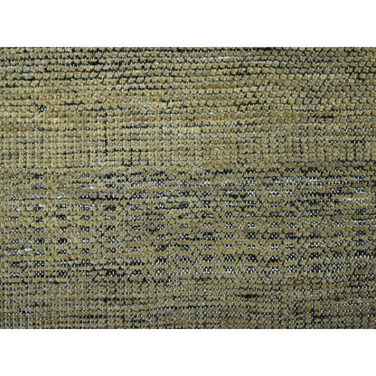 10'X10' Brown Pure Wool Rug Hand Knotted Distressed Grass Design Round